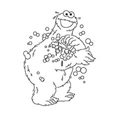 Cookie Monster with bubbles coloring page