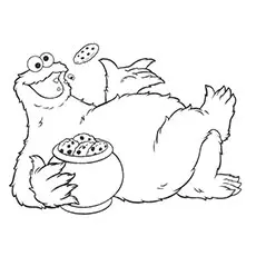 Cookie Monster eating something coloring page