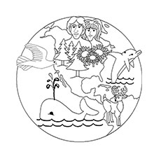 The world creation, Adam and Eve coloring pages