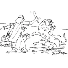 David against Goliath lion against David Coloring Pages