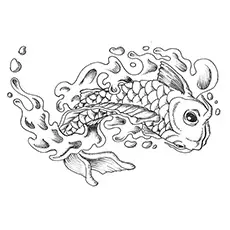 Easy koi fish coloring page