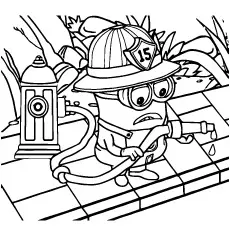 Minion a Fireman from Despicable Coloring Sheet