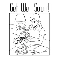 Mother wishes her son to get well soon coloring page