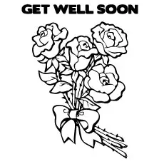 Get well soon wishes with fresh flowers coloring page