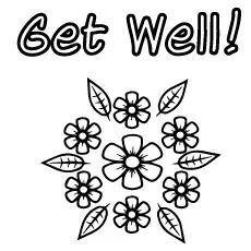 Beautiful flowers with greeting get well soon coloring page