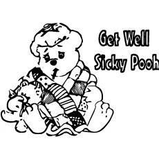 Sick pooh get well soon coloring page