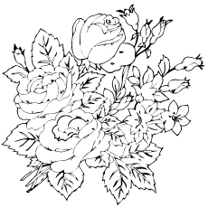Branches with roses coloring page