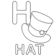 The hat starts with letter H coloring pages