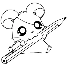hamster with pencil, hamster coloring pages
