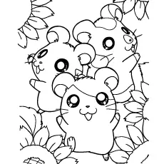 Joyful hamsters with sunflowers coloring pages_image