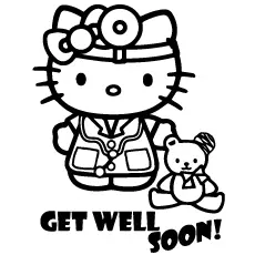 Hospital Hello Kitty get well soon coloring page