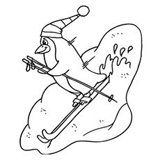 Penguin ice skating winter fun coloring pages