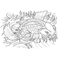Japanese koi fish tattoo flash by Caylyngasm coloring page