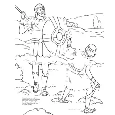 Coloring Page of Line Art of David and Goliath