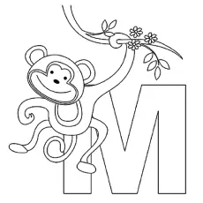 M for Monkey coloring page