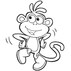 Monkey wearing boots coloring page