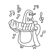 Musical penguin coloring pages
