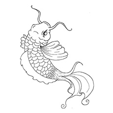 New Japanese koi fish coloring page