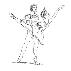 Ballet pose with Nutcracker coloring pages