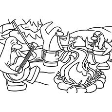 Penguins enjoying the party coloring pages