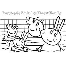 Swimming pool of peppa pig coloring pages