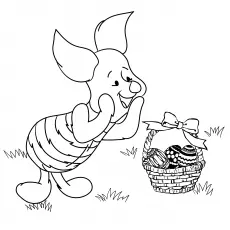 Piglet Pooh and Easter eggs, Disney Halloween coloring page