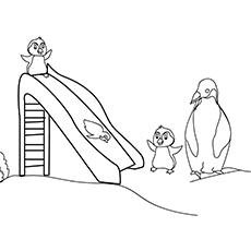 Playing penguins coloring pages