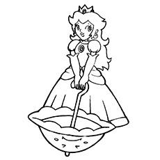 Princess Peach with umbrella coloring page