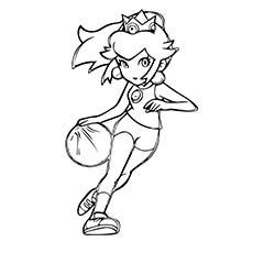 Princess Peach playing basketball coloring page