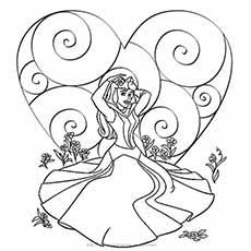 Princess as Valentine Coloring Page