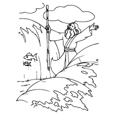 The Red Sea and Moses coloring page