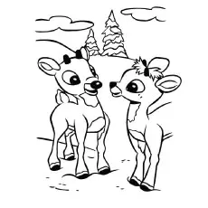 With a friend Rudolph the red nosed reindeer coloring pages