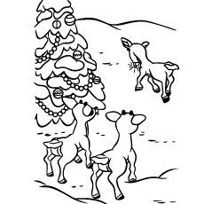 Friends and Rudolph the red nosed reindeer coloring pages