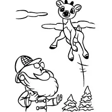 Jumping Rudolph the red nosed reindeer coloring pages