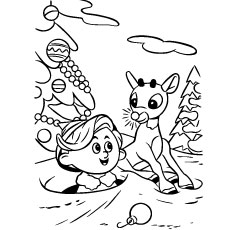 On Christmas Rudolph the red nosed reindeer coloring pages