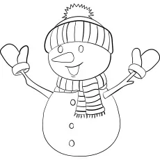 Printable snowman with gloves coloring page
