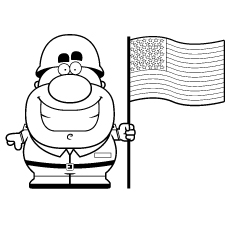 Soldier with an american flag military coloring pages