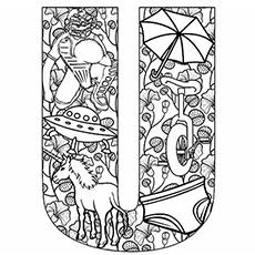 All words starting with letter U coloring pages