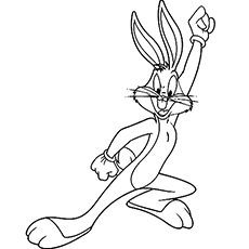 Funny Bugs Bunny cartoon coloring page