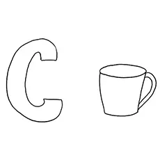 Cup starts with letter C coloring pages