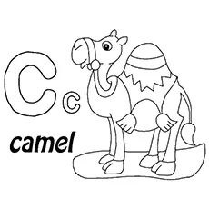 The camel starts with letter C coloring pages