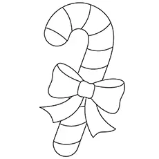 Candy cane with ribbon, Christmas ornament coloring page
