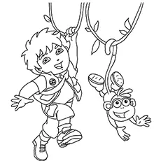 Diego and boots coloring page