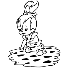 Coloring Page of Cartoon Character Pebbles Flintstone