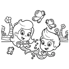 Gil and Molly from Bubble Guppies coloring page
