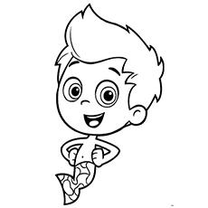 gil coloring page in black and white bubble guppies