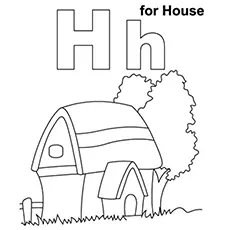 The house begins with letter H coloring pages