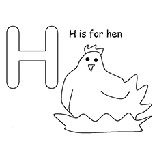 The hen starts with letter H coloring pages