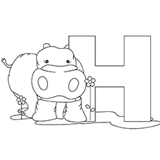 The hippopotamus starts with letter H coloring pages