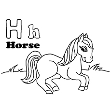 The horse starts with letter H coloring pages